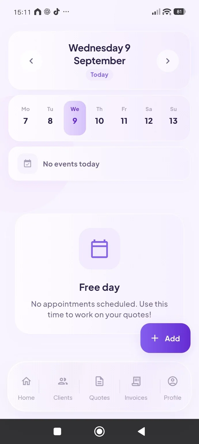 Calendar and appointment management in the Sara app
